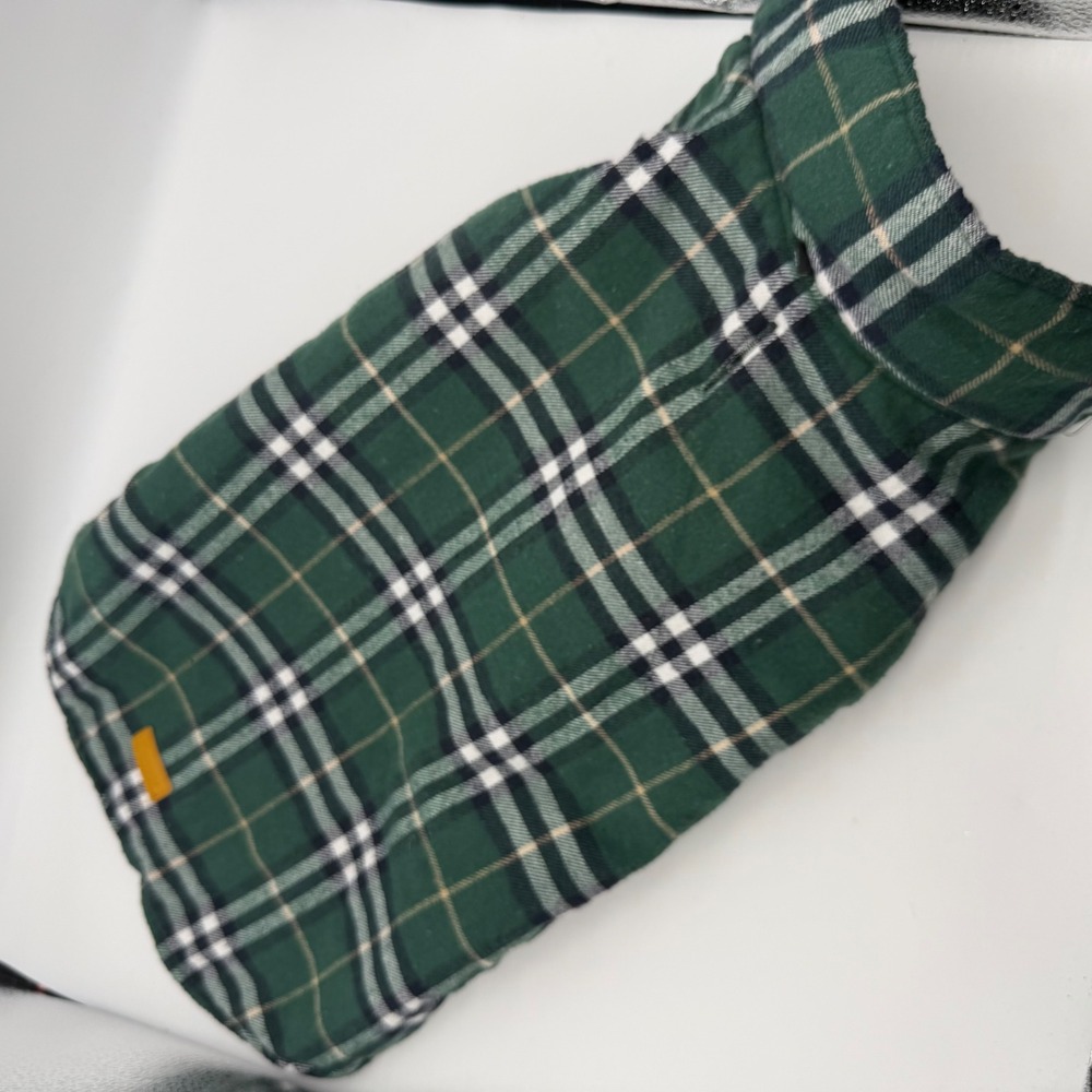 Kuoser Waterproof Dog Coat Reversible Plaid Jacket Green Black XL
